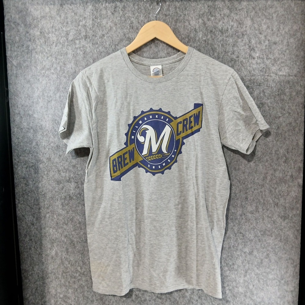 Milwaukee Brewers MLB Baseball Crew Neck T Shirt Mens Size Medium Gray‎